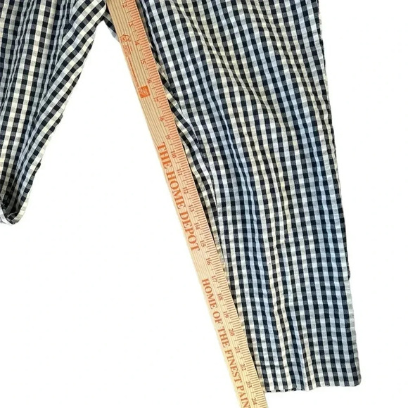 Lands End Gingham Pant Womens Navy White Straight Leg Size 10 - Picture 4 of 8